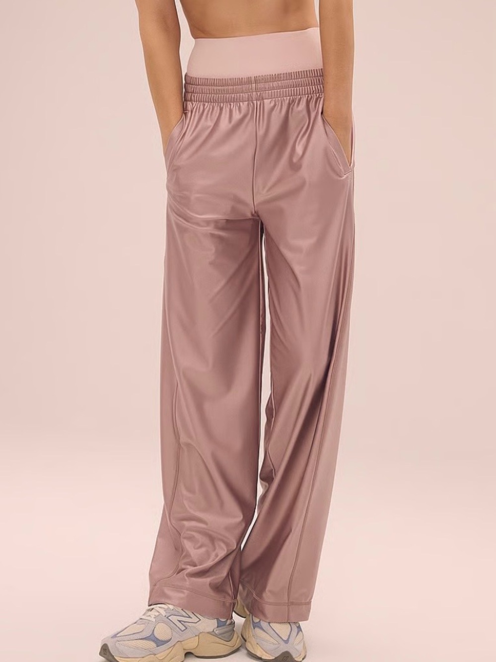 Wide-Leg Satin Jogger Pants